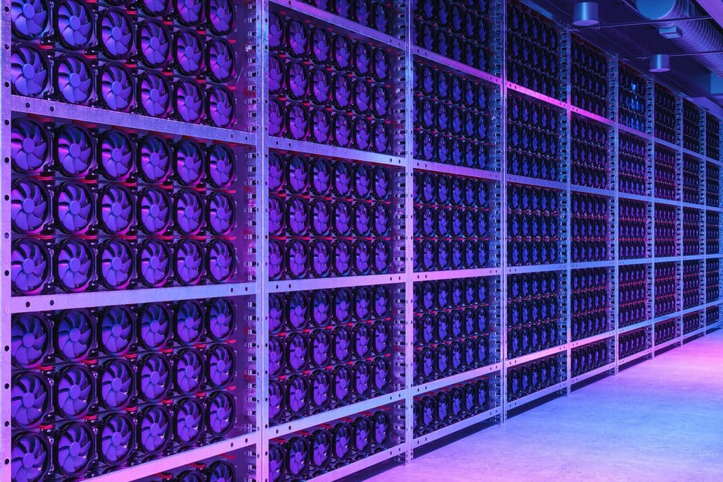 Rows of data centre racks filled with graphics cards